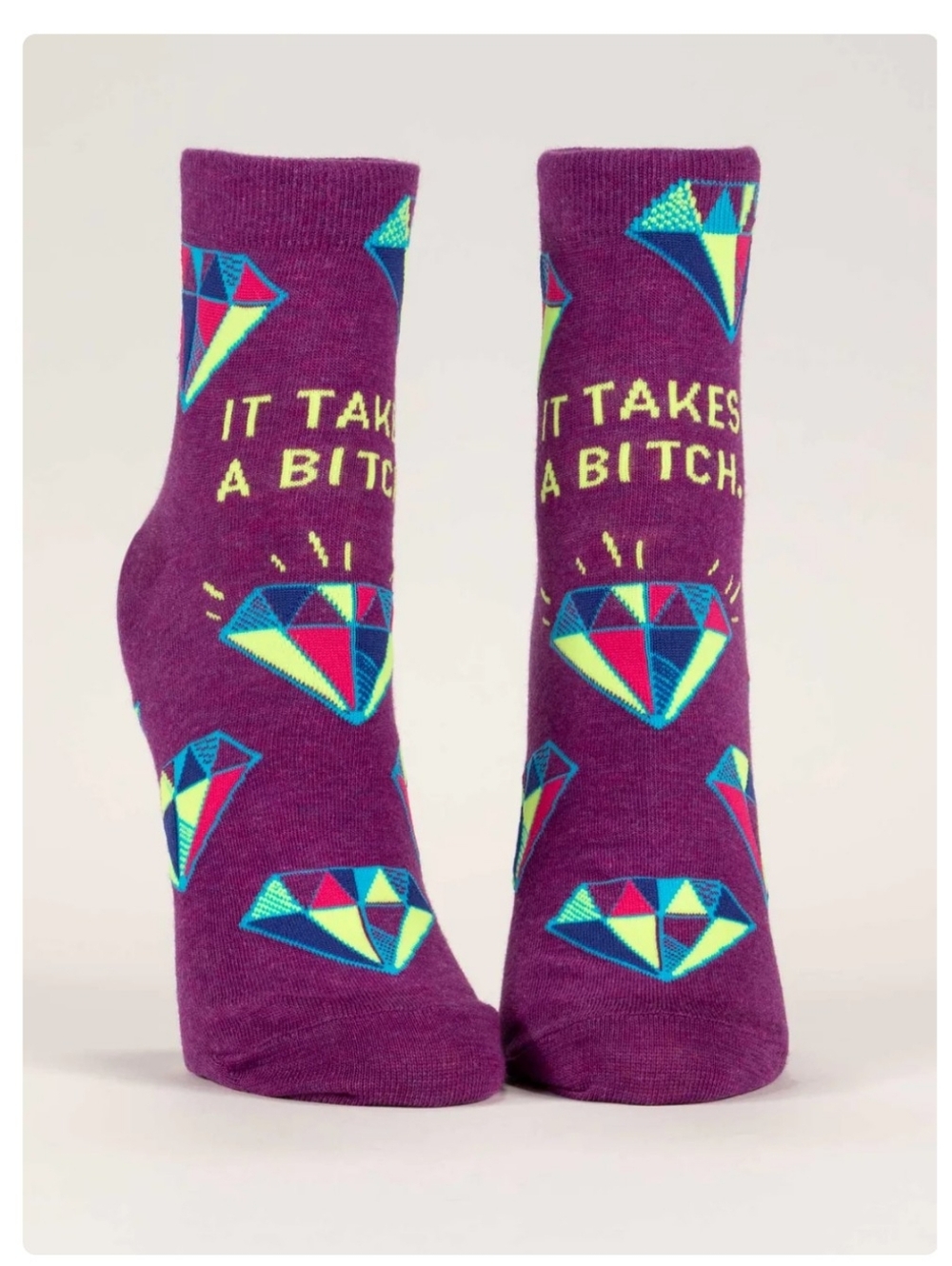 Blue Q Novelty Socks "It Take A Bi**h" Ankle Socks Size 5-10